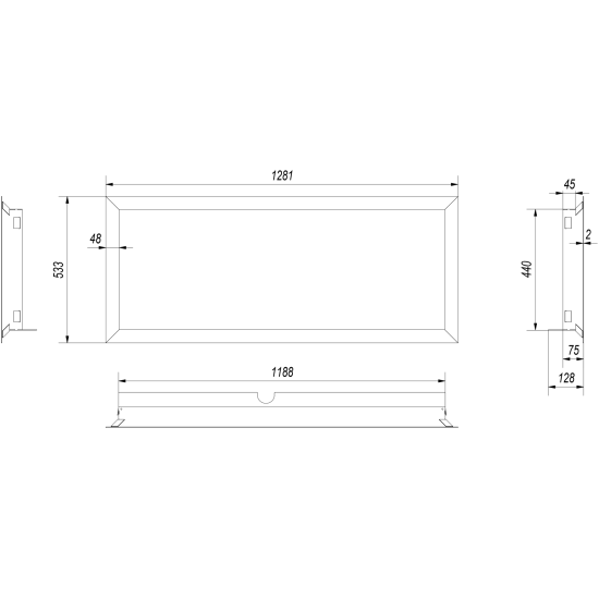 KRATKI BLENDA/MB/120/G ΧΑΛΥΒΔΙΝΗ ΚΟΡΝΙΖΑ ΤΖΑΚΙΟΥ MB120/G (118,8X44CM ΕΣΩΤΕΡΙΚΑ - 128,1Χ53,3CM ΕΞΩΤΕΡΙΚΑ) 